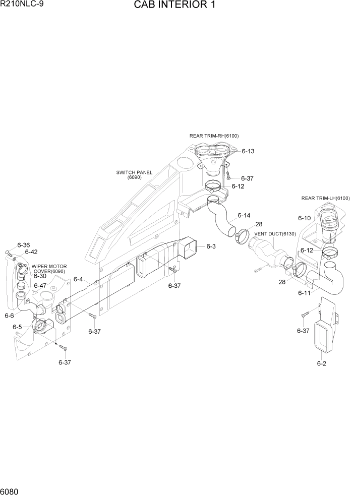 Схема запчастей Hyundai R210NLC9 - PAGE 6080 CAB INTERIOR 1 СТРУКТУРА