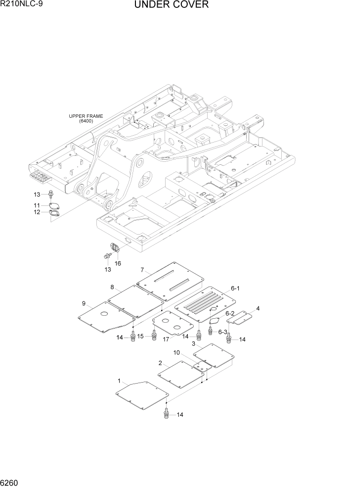 Схема запчастей Hyundai R210NLC9 - PAGE 6260 UNDER COVER СТРУКТУРА