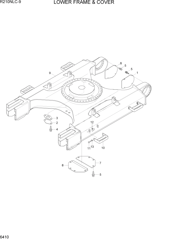 Схема запчастей Hyundai R210NLC9 - PAGE 6410 LOWER FRAME & COVER СТРУКТУРА