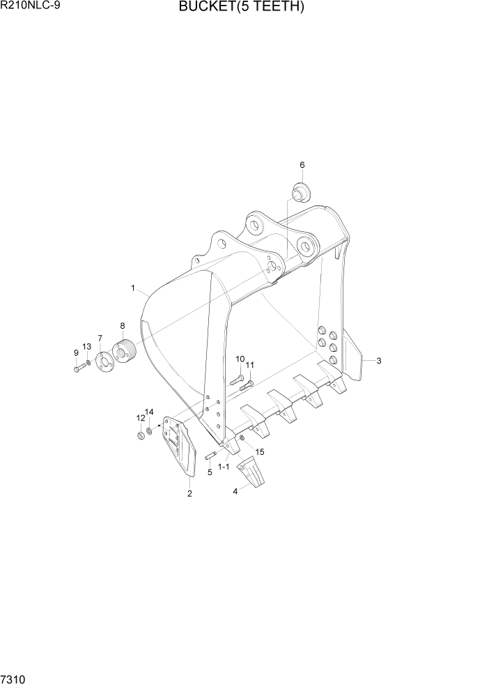 Схема запчастей Hyundai R210NLC9 - PAGE 7310 BUCKET(5 TEETH) РАБОЧЕЕ ОБОРУДОВАНИЕ