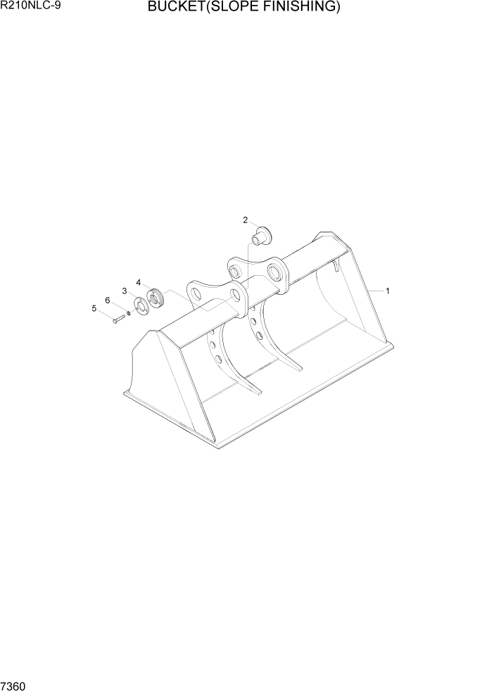 Схема запчастей Hyundai R210NLC9 - PAGE 7360 BUCKET(SLOPE FINISHING) РАБОЧЕЕ ОБОРУДОВАНИЕ