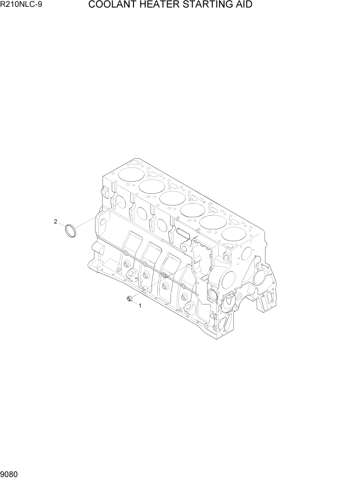 Схема запчастей Hyundai R210NLC9 - PAGE 9080 COOLANT HEATER STARTING AID ДВИГАТЕЛЬ БАЗА