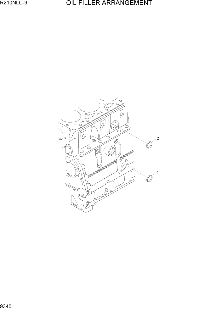 Схема запчастей Hyundai R210NLC9 - PAGE 9340 OIL FILLER ARRANGEMENT ДВИГАТЕЛЬ БАЗА