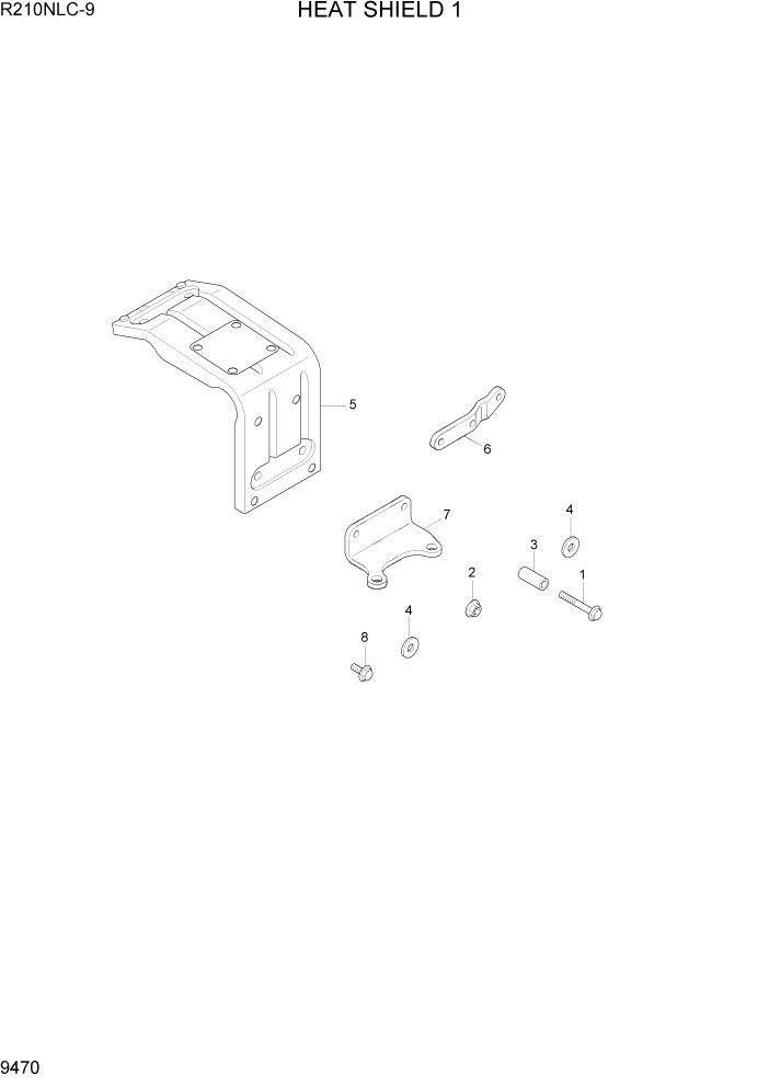 Схема запчастей Hyundai R210NLC9 - PAGE 9470 HEAT SHIELD 1 ДВИГАТЕЛЬ БАЗА