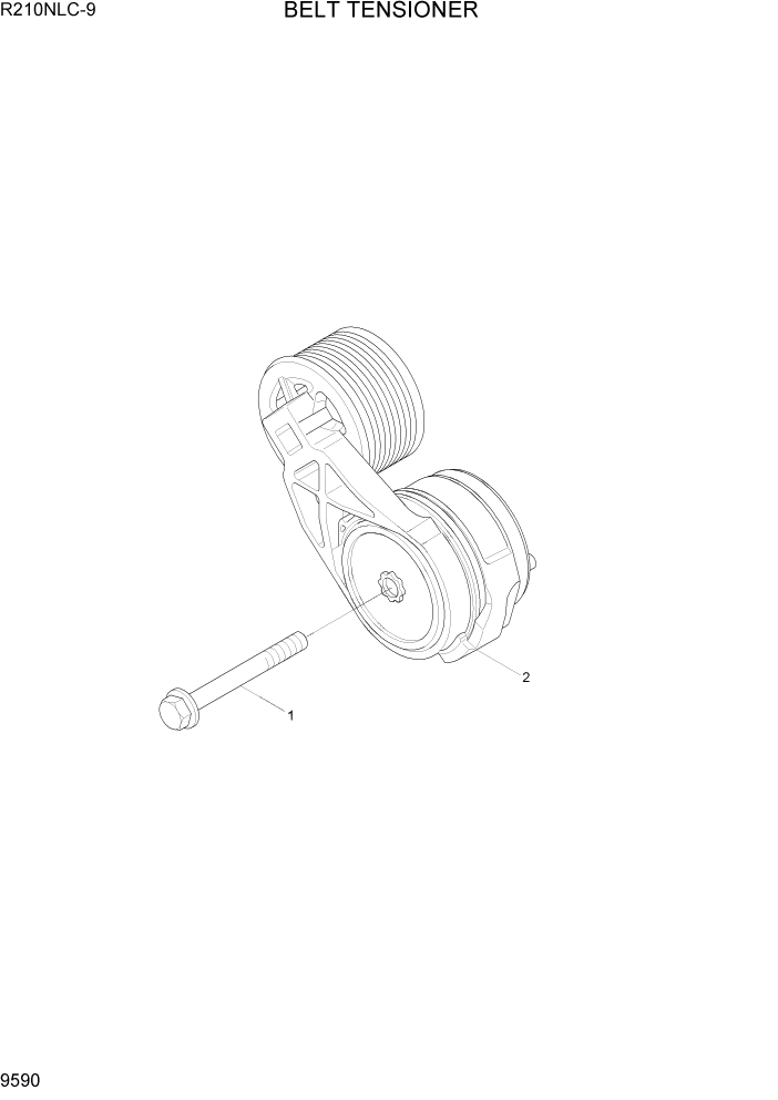 Схема запчастей Hyundai R210NLC9 - PAGE 9590 BELT TENSIONER ДВИГАТЕЛЬ БАЗА