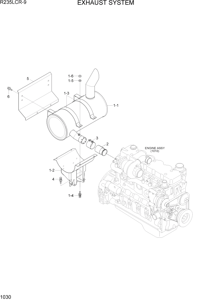 Схема запчастей Hyundai R235LCR9 - PAGE 1030 EXHAUST SYSTEM СИСТЕМА ДВИГАТЕЛЯ