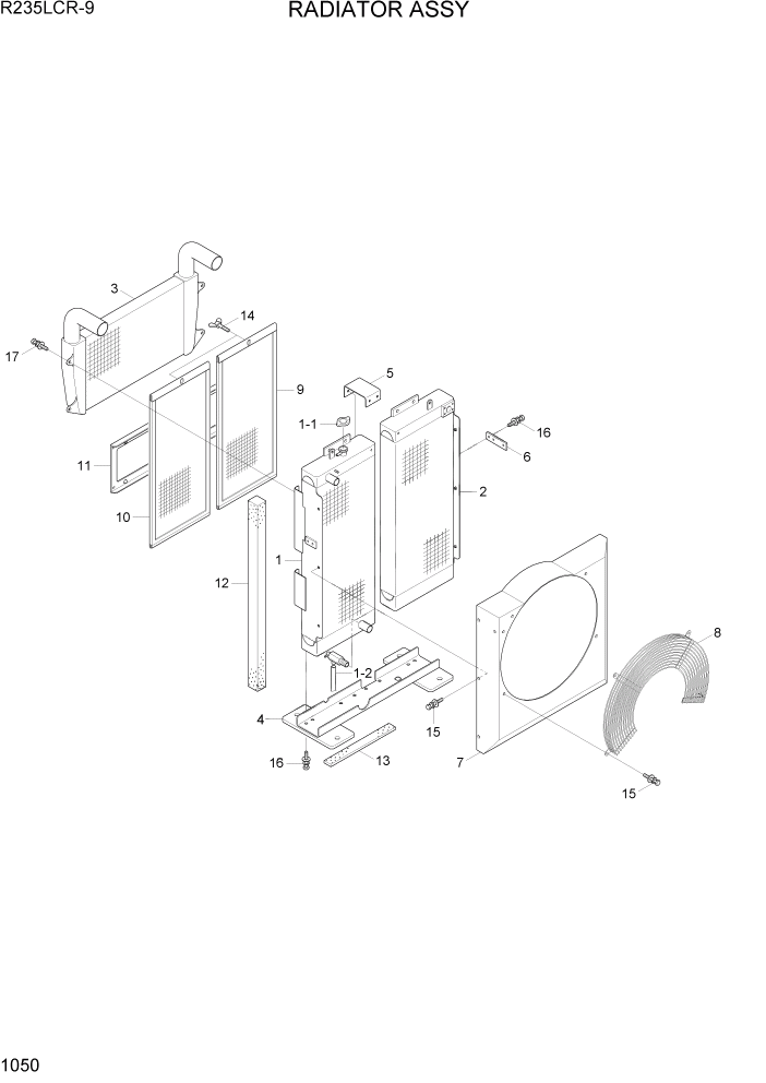 Схема запчастей Hyundai R235LCR9 - PAGE 1050 RADIATOR ASSY СИСТЕМА ДВИГАТЕЛЯ