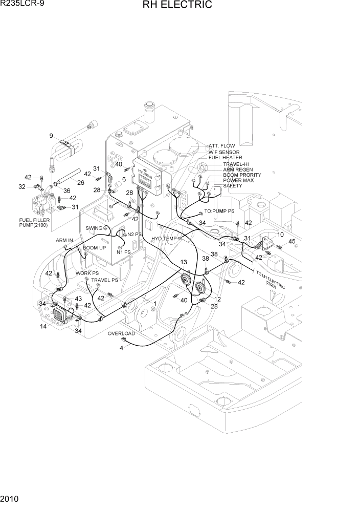 Схема запчастей Hyundai R235LCR9 - PAGE 2010 RH ELECTRIC ЭЛЕКТРИЧЕСКАЯ СИСТЕМА