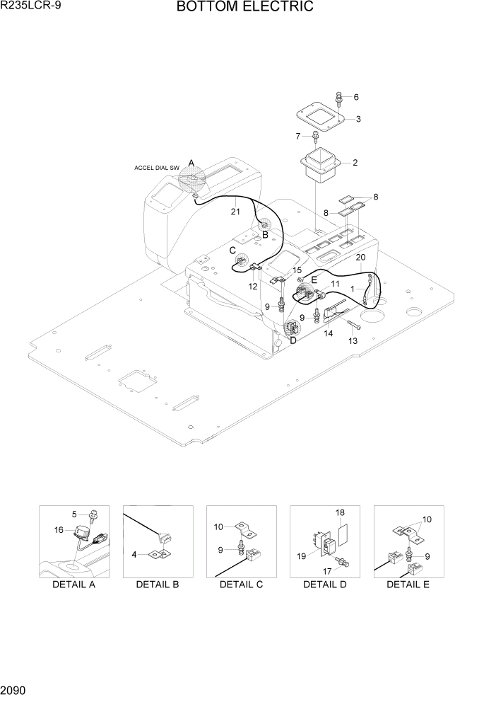 Схема запчастей Hyundai R235LCR9 - PAGE 2090 BOTTOM ELECTRIC ЭЛЕКТРИЧЕСКАЯ СИСТЕМА