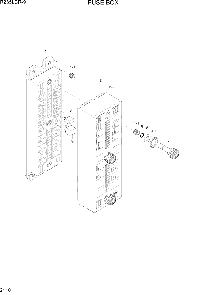 Схема запчастей Hyundai R235LCR9 - PAGE 2110 FUSE BOX ЭЛЕКТРИЧЕСКАЯ СИСТЕМА