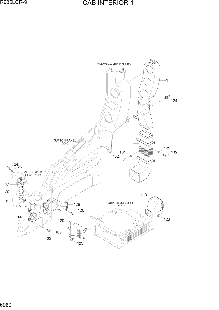 Схема запчастей Hyundai R235LCR9 - PAGE 6080 CAB INTERIOR 1 СТРУКТУРА