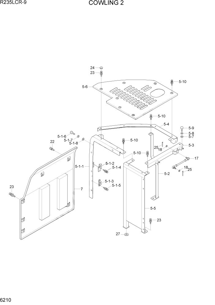 Схема запчастей Hyundai R235LCR9 - PAGE 6210 COWLING 2 СТРУКТУРА