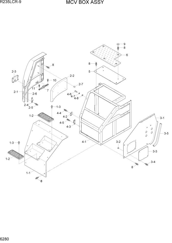 Схема запчастей Hyundai R235LCR9 - PAGE 6280 MCV BOX ASSY СТРУКТУРА