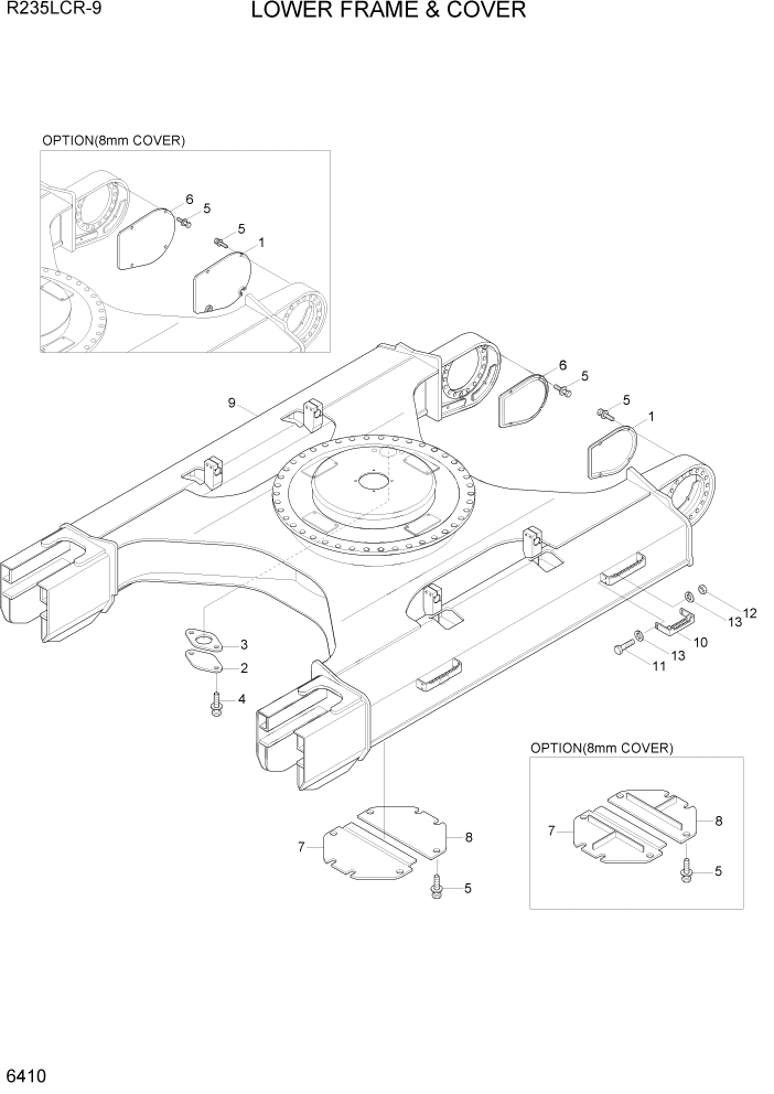 Схема запчастей Hyundai R235LCR9 - PAGE 6410 LOWER FRAME & COVER СТРУКТУРА