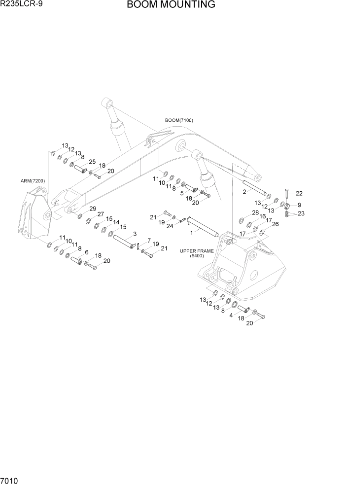 Схема запчастей Hyundai R235LCR9 - PAGE 7010 BOOM MOUNTING(5.65M, STD) РАБОЧЕЕ ОБОРУДОВАНИЕ