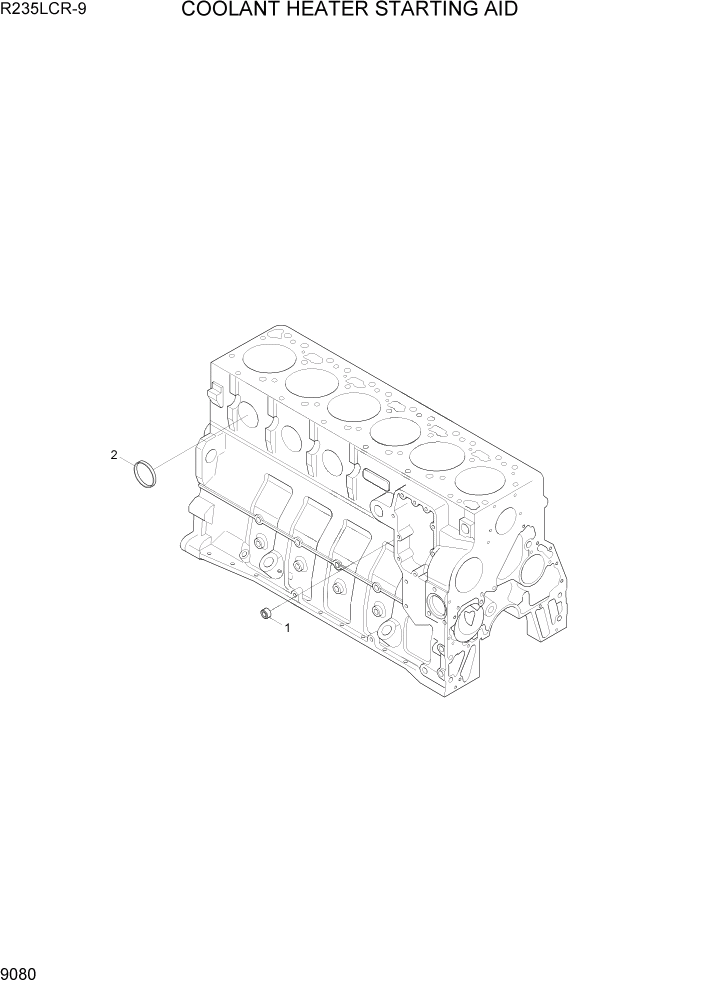 Схема запчастей Hyundai R235LCR9 - PAGE 9080 COOLANT HEATER STARTING AID ДВИГАТЕЛЬ БАЗА