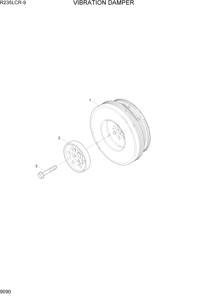 Схема запчастей Hyundai R235LCR9 - PAGE 9090 VIBRATION DAMPER ДВИГАТЕЛЬ БАЗА