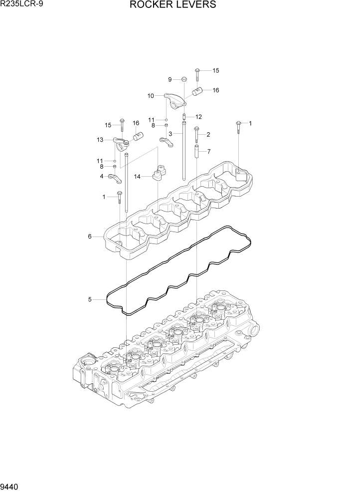 Схема запчастей Hyundai R235LCR9 - PAGE 9440 ROCKER LEVERS ДВИГАТЕЛЬ БАЗА