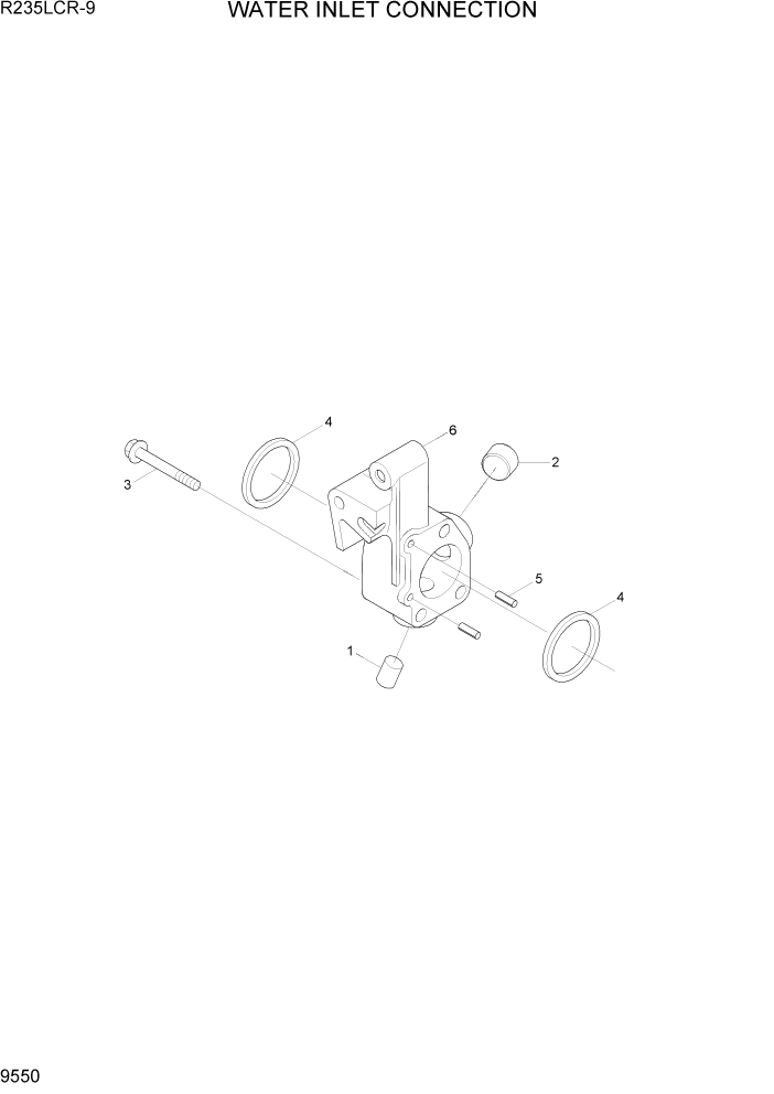 Схема запчастей Hyundai R235LCR9 - PAGE 9550 WATER INLET CONNECTION ДВИГАТЕЛЬ БАЗА