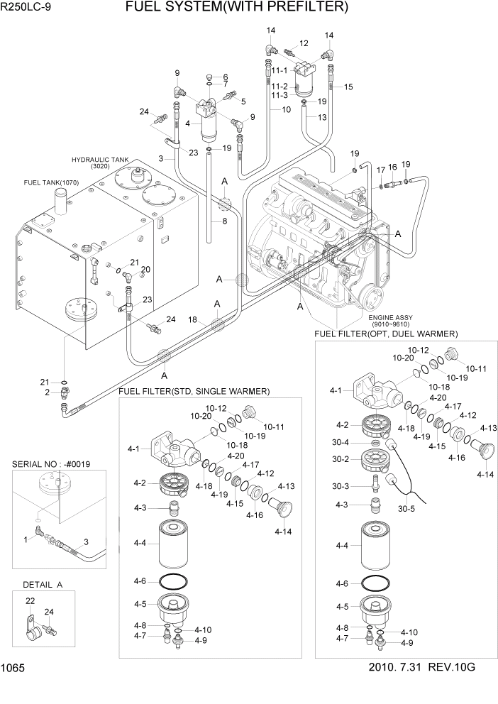 Схема запчастей Hyundai R250LC9 - PAGE 1065 FUEL SYSTEM(WITH PREFILTER) СИСТЕМА ДВИГАТЕЛЯ