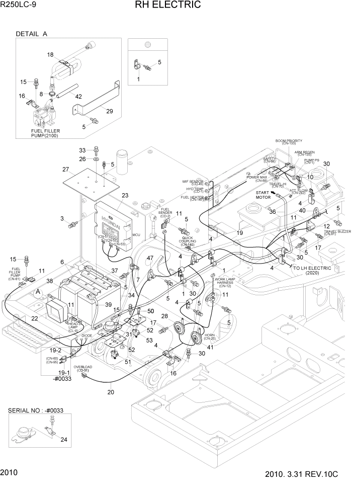 Схема запчастей Hyundai R250LC9 - PAGE 2010 RH ELECTRIC ЭЛЕКТРИЧЕСКАЯ СИСТЕМА