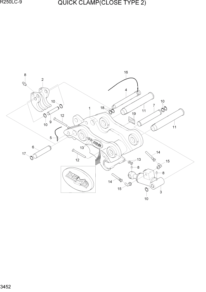 Схема запчастей Hyundai R250LC9 - PAGE 3452 QUICK CLAMP(CLOSE TYPE 2) ГИДРАВЛИЧЕСКАЯ СИСТЕМА