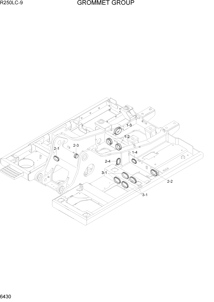 Схема запчастей Hyundai R250LC9 - PAGE 6430 GROMMET GROUP СТРУКТУРА