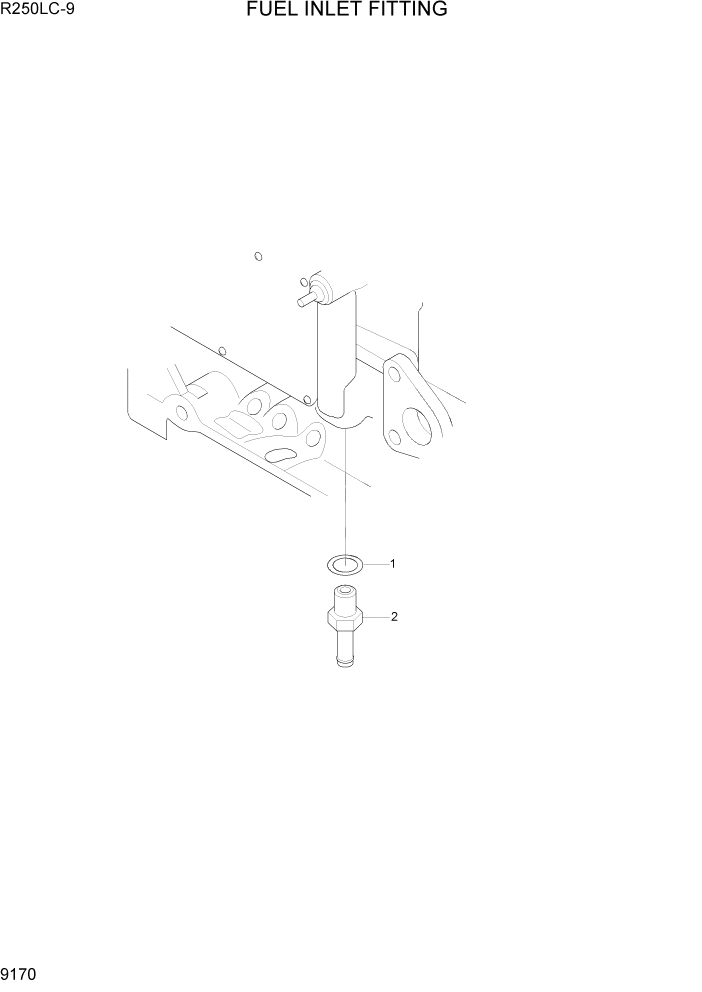 Схема запчастей Hyundai R250LC9 - PAGE 9170 FUEL INLET FITTING ДВИГАТЕЛЬ БАЗА