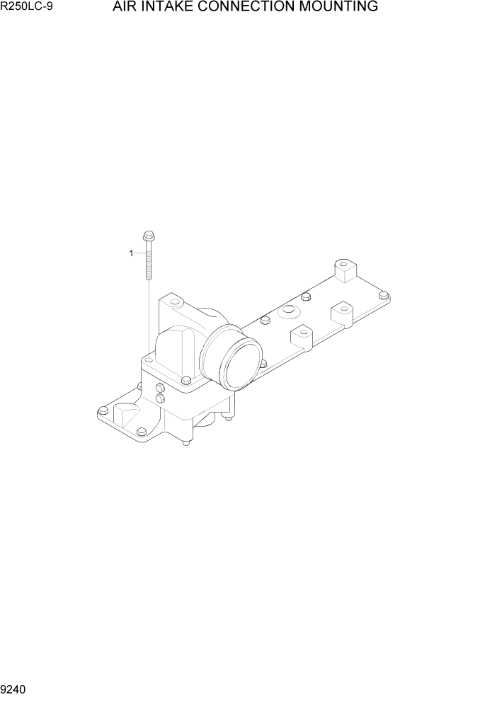 Схема запчастей Hyundai R250LC9 - PAGE 9240 AIR INTAKE CONNECTION MOUNTING ДВИГАТЕЛЬ БАЗА