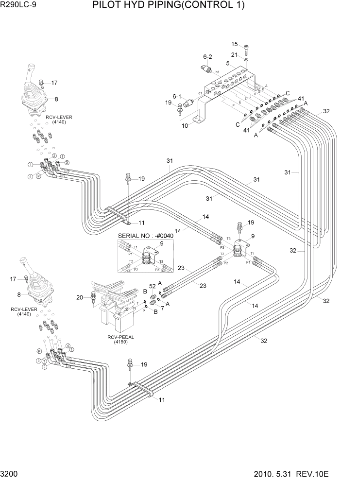 Схема запчастей Hyundai R290LC9 - PAGE 3200 PILOT HYD PIPING(CONTROL 1) ГИДРАВЛИЧЕСКАЯ СИСТЕМА