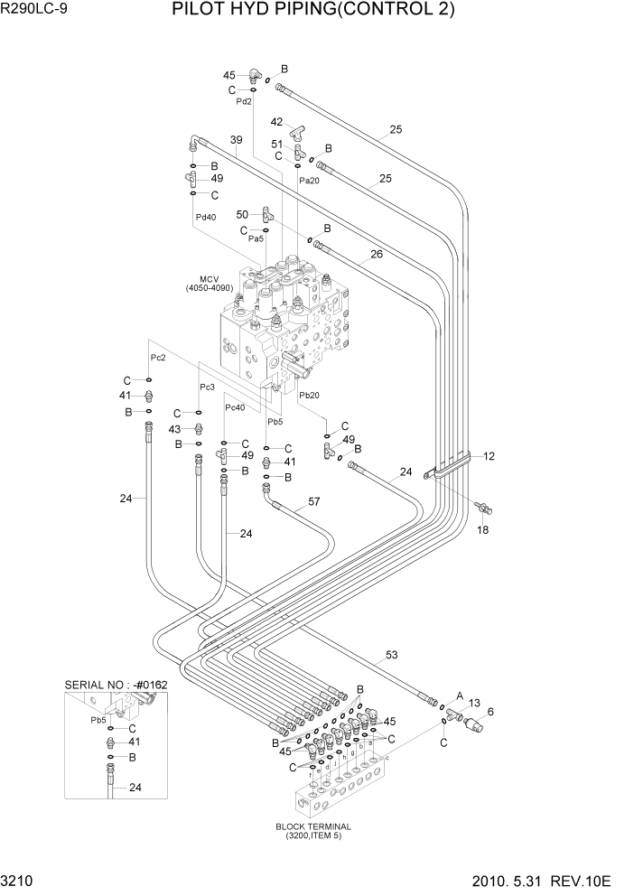 Схема запчастей Hyundai R290LC9 - PAGE 3210 PILOT HYD PIPING(CONTROL 2) ГИДРАВЛИЧЕСКАЯ СИСТЕМА