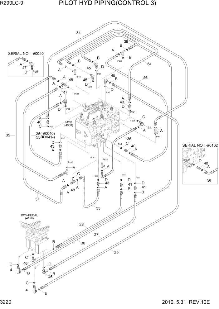 Схема запчастей Hyundai R290LC9 - PAGE 3220 PILOT HYD PIPING(CONTROL 3) ГИДРАВЛИЧЕСКАЯ СИСТЕМА