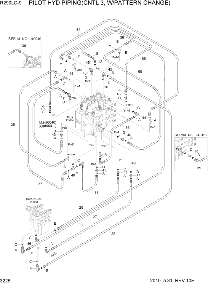 Схема запчастей Hyundai R290LC9 - PAGE 3225 PILOT HYD PIP(CNTL 3, W/PATTERN CHANGE) ГИДРАВЛИЧЕСКАЯ СИСТЕМА