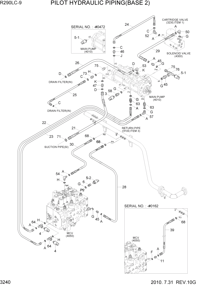 Схема запчастей Hyundai R290LC9 - PAGE 3240 PILOT HYDRAULIC PIPING(BASE 2) ГИДРАВЛИЧЕСКАЯ СИСТЕМА