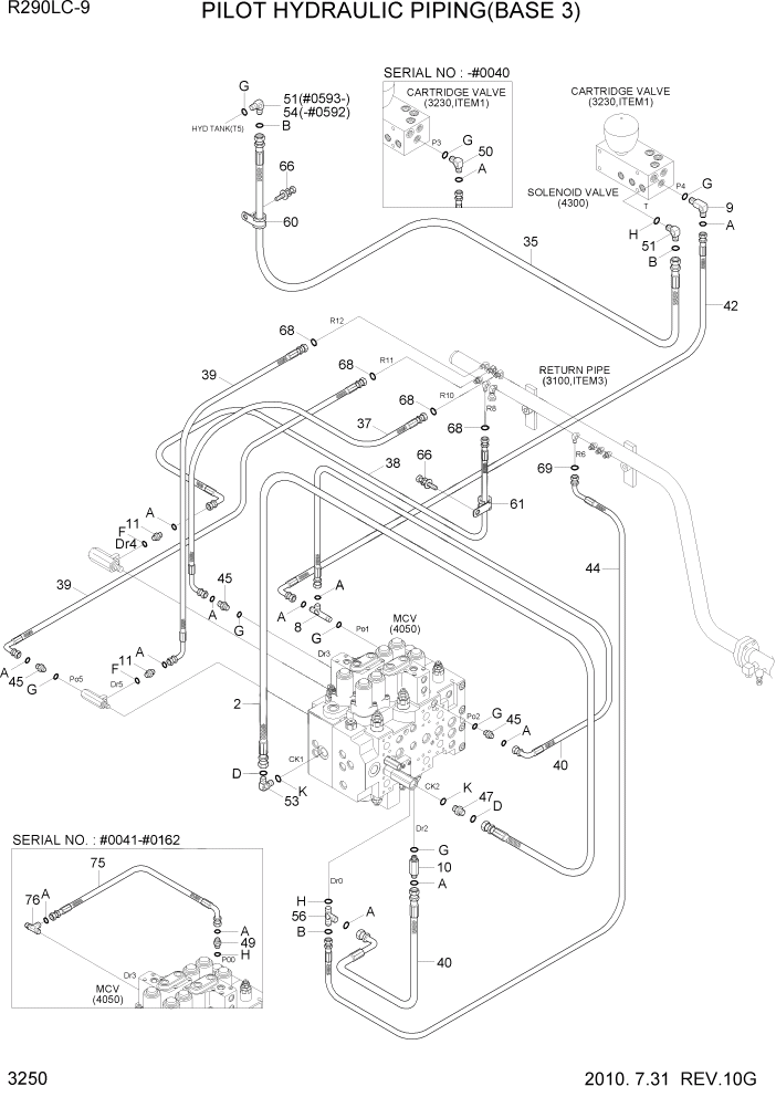 Схема запчастей Hyundai R290LC9 - PAGE 3250 PILOT HYDRAULIC PIPING(BASE 3) ГИДРАВЛИЧЕСКАЯ СИСТЕМА