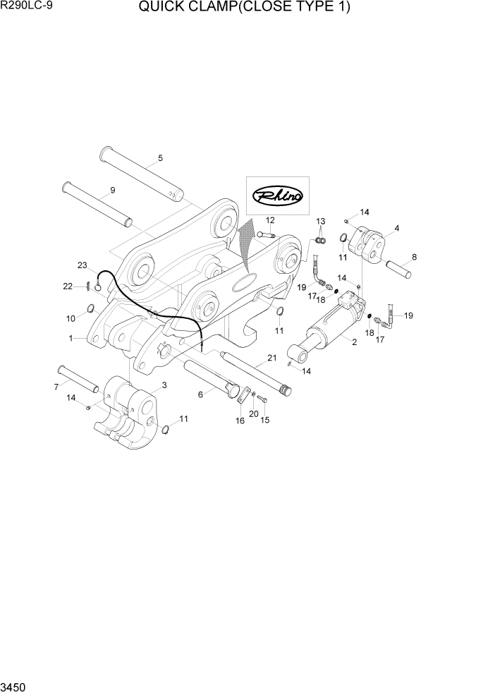 Схема запчастей Hyundai R290LC9 - PAGE 3450 QUICK CLAMP(CLOSE TYPE 1) ГИДРАВЛИЧЕСКАЯ СИСТЕМА