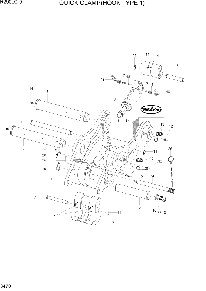 Схема запчастей Hyundai R290LC9 - PAGE 3470 QUICK CLAMP(HOOK TYPE 1) ГИДРАВЛИЧЕСКАЯ СИСТЕМА