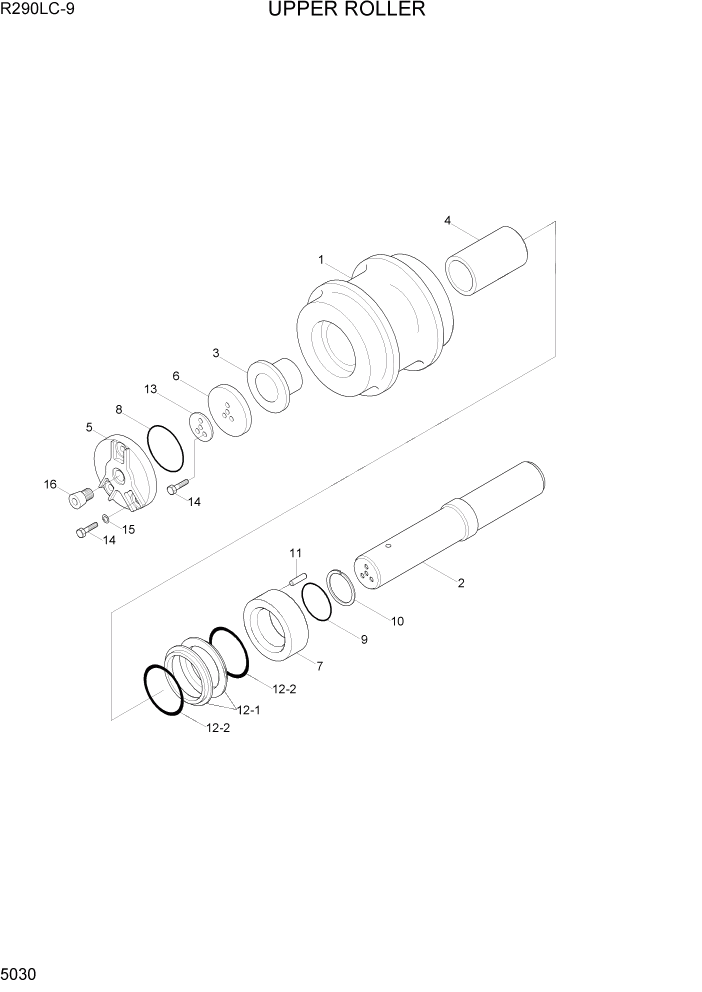 Схема запчастей Hyundai R290LC9 - PAGE 5030 UPPER ROLLER ХОДОВАЯ ЧАСТЬ