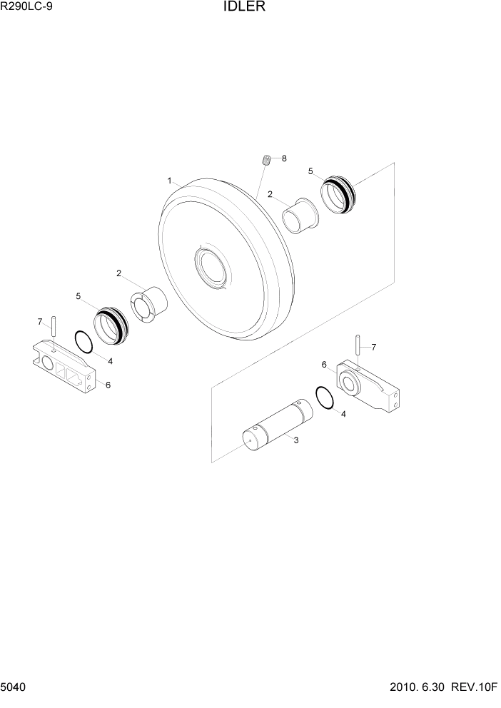 Схема запчастей Hyundai R290LC9 - PAGE 5040 IDLER ХОДОВАЯ ЧАСТЬ