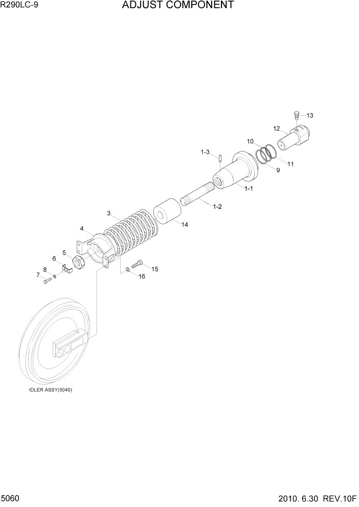 Схема запчастей Hyundai R290LC9 - PAGE 5060 ADJUST COMPONENT ХОДОВАЯ ЧАСТЬ