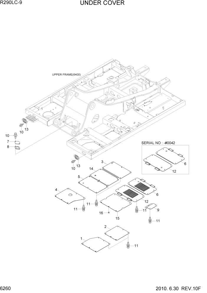 Схема запчастей Hyundai R290LC9 - PAGE 6260 UNDER COVER СТРУКТУРА