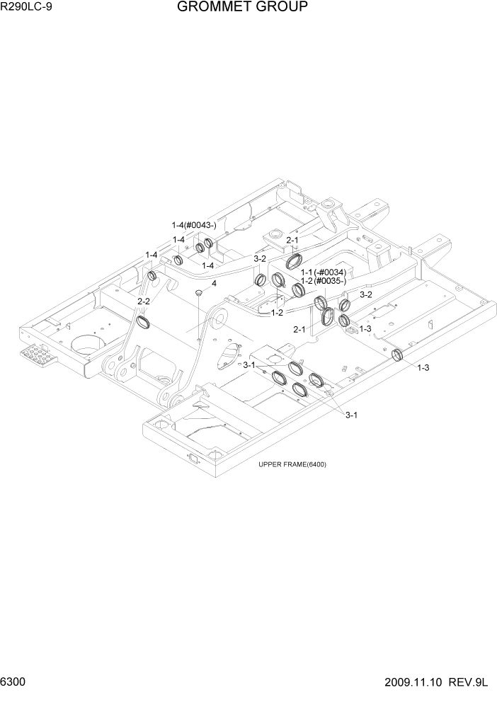Схема запчастей Hyundai R290LC9 - PAGE 6300 GROMMET GROUP СТРУКТУРА