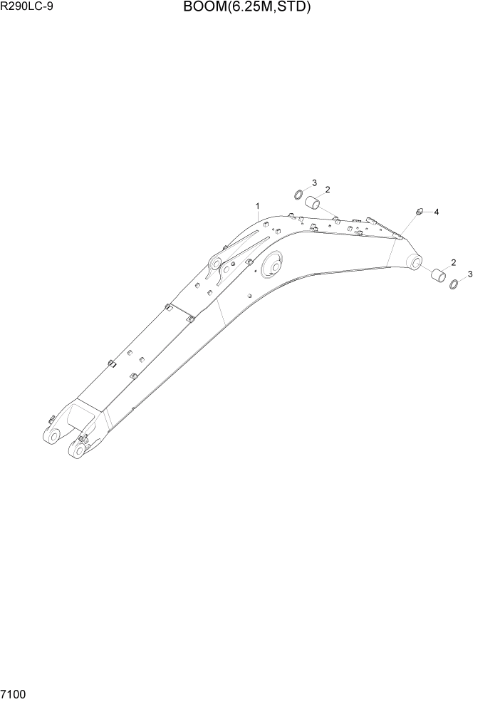 Схема запчастей Hyundai R290LC9 - PAGE 7100 BOOM(6.25M, STD) РАБОЧЕЕ ОБОРУДОВАНИЕ