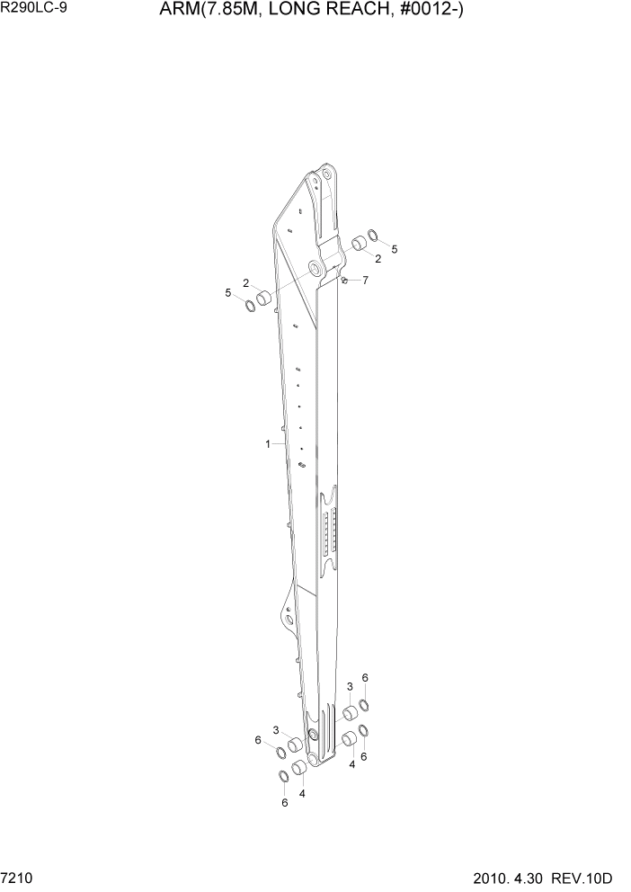 Схема запчастей Hyundai R290LC9 - PAGE 7210 ARM(7.85M, LONG REACH, #0012-) РАБОЧЕЕ ОБОРУДОВАНИЕ