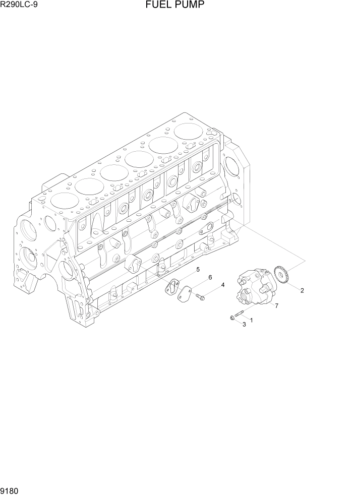 Схема запчастей Hyundai R290LC9 - PAGE 9180 FUEL PUMP ДВИГАТЕЛЬ БАЗА