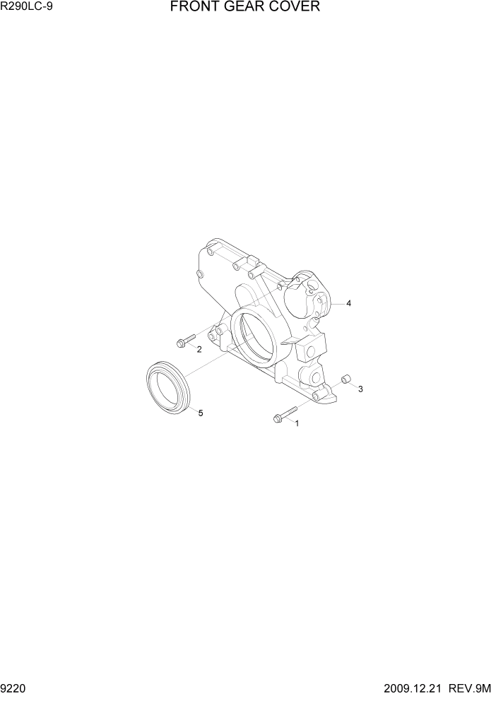 Схема запчастей Hyundai R290LC9 - PAGE 9220 FRONT GEAR COVER ДВИГАТЕЛЬ БАЗА