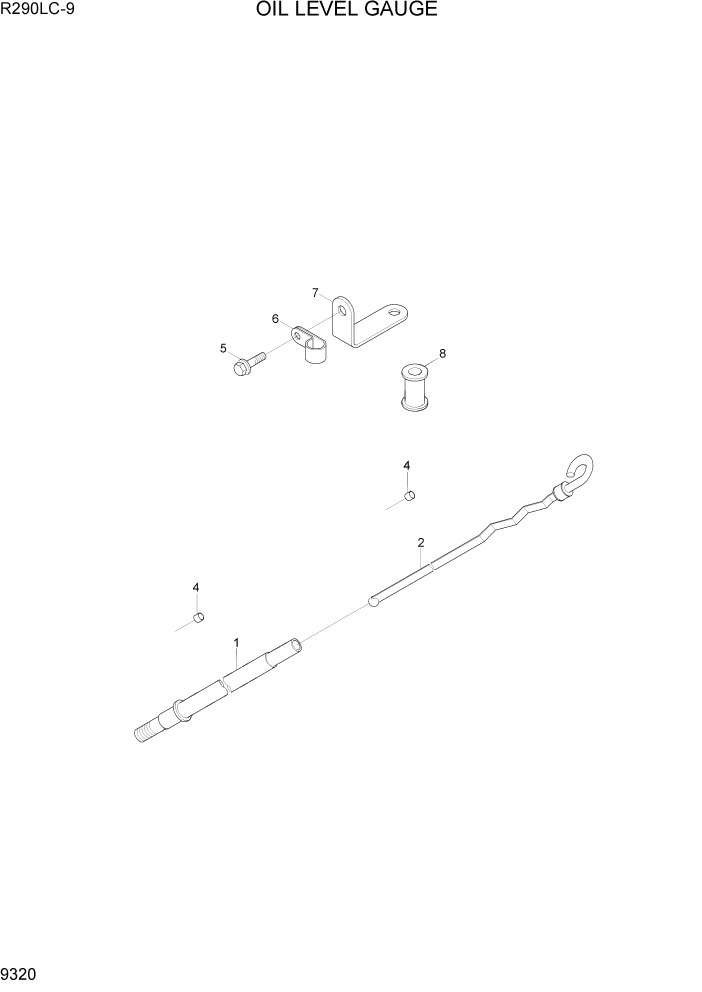 Схема запчастей Hyundai R290LC9 - PAGE 9320 OIL LEVEL GAUGE ДВИГАТЕЛЬ БАЗА