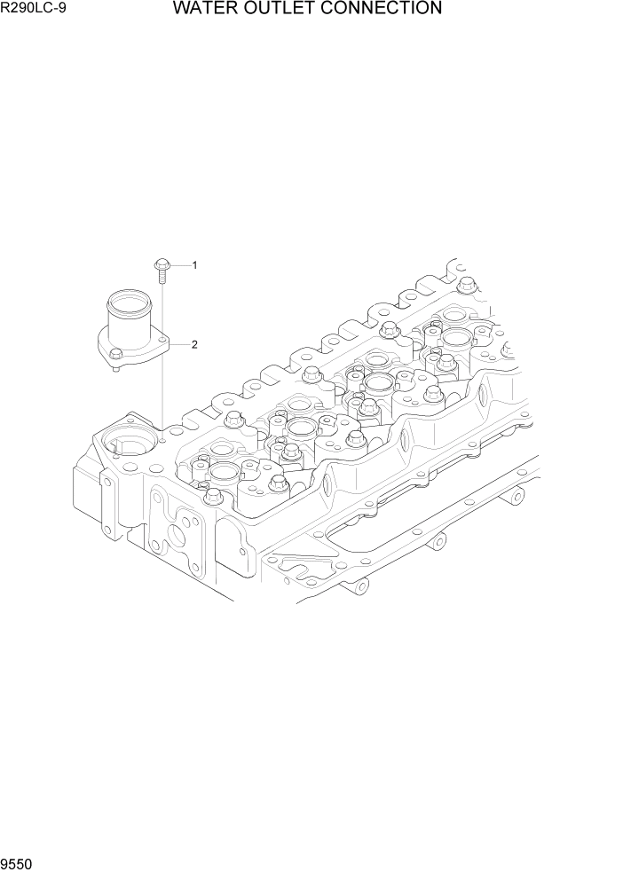 Схема запчастей Hyundai R290LC9 - PAGE 9550 WATER OUTLET CONNECTION ДВИГАТЕЛЬ БАЗА