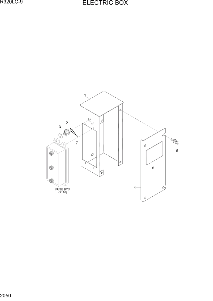 Схема запчастей Hyundai R320LC9 - PAGE 2050 ELECTRIC BOX ЭЛЕКТРИЧЕСКАЯ СИСТЕМА