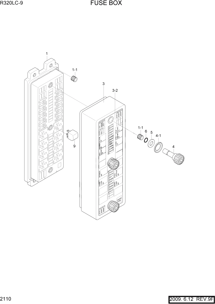 Схема запчастей Hyundai R320LC9 - PAGE 2110 FUSE BOX ЭЛЕКТРИЧЕСКАЯ СИСТЕМА